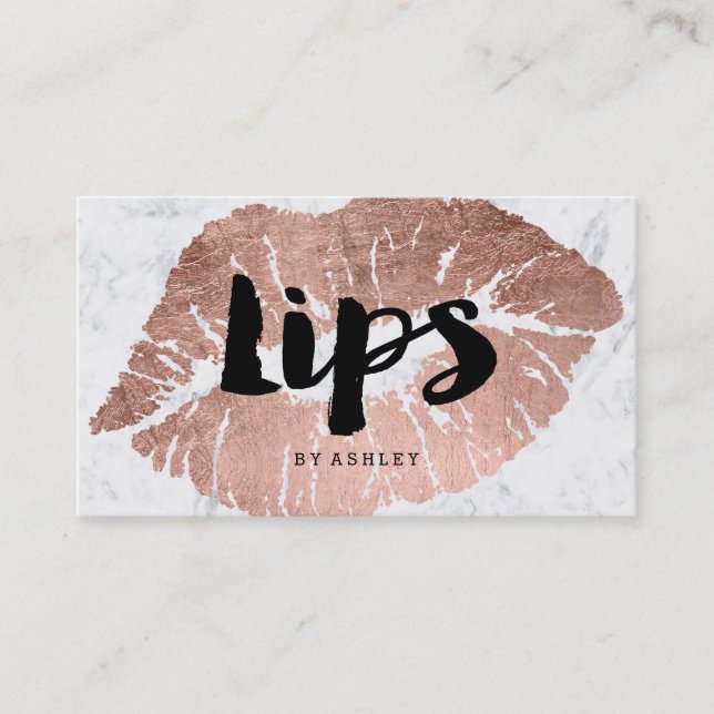 M.U.A.-Make-uplippenRosengoldtypographiemarmor Visitenkarte (Vorderseite)