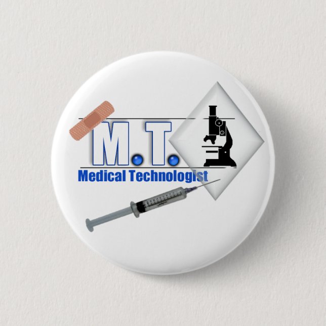 M.Ü.-BLAU mit MIKROSKOP - MEDIZINISCHER Button (Vorderseite)