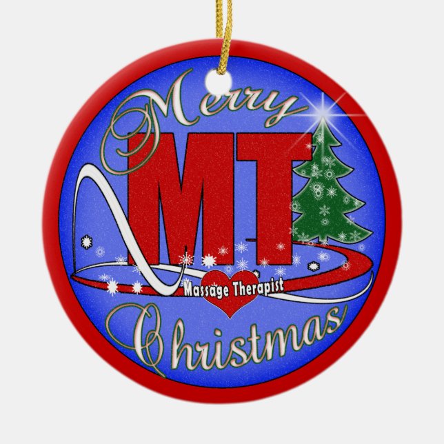 M.Ü.-MASSAGE-THERAPEUT-FROHE WEIHNACHT-VERZIERUNG KERAMIK ORNAMENT (Vorne)