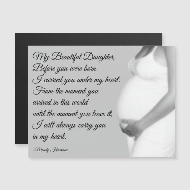Ma Belle Fille Maman Citer Poème Carte Magnet (Devant / Derrière)