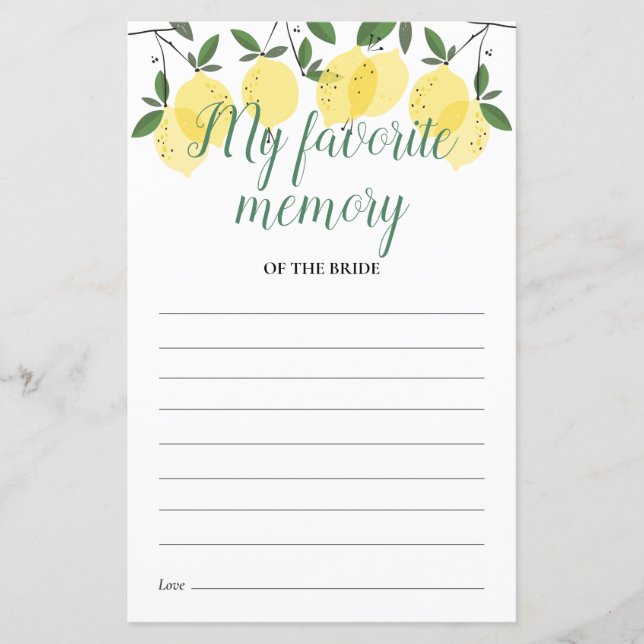 Ma carte de Fête des mariées de citrons mémoire pr (Devant)