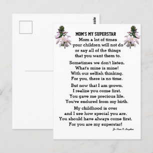 MA CARTE POSTALE SUPERSTAR DE MOM