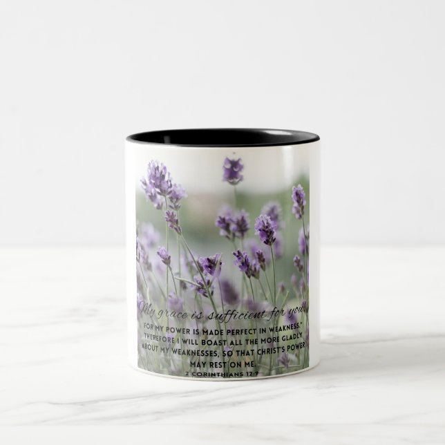 Ma grâce Fleurs violettes Bible Verse Mug (Centre)