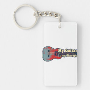 Ma guitare est ma thérapie. vintage rouge et bleu