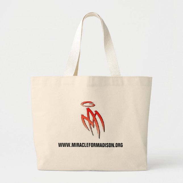 MA - Logo, WWW.MIRACLEFORMADISON.ORG Jumbo Stoffbeutel (Vorne)