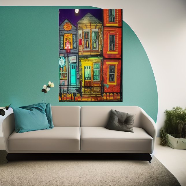 Ma maison en ville | AI Art Poster (Créateur téléchargé)