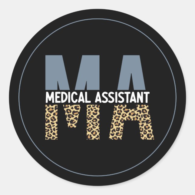 MA Medical Assistant Leopard Print Runder Aufkleber (Vorderseite)