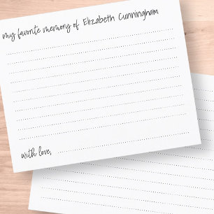 Ma mémoire préférée Funérailles Carte d'assiduité 