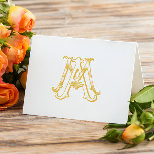MA ou AM monogramme carte de remerciements ou or c