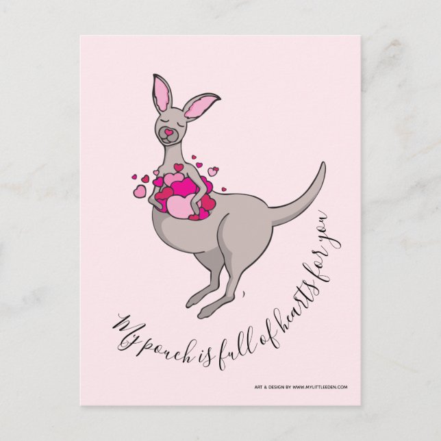 Ma poche est pleine d'amour kangourou carte plate (Devant)