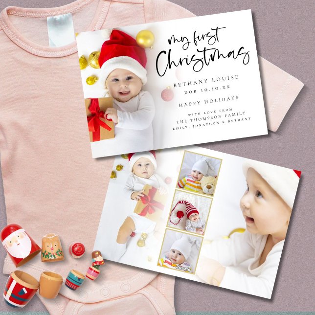 Ma première carte de Noël Baby 6 Photo Holiday (Front and back view)