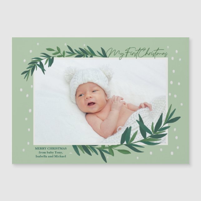 Ma première carte magnétique photo de bébé de Noël (Devant)