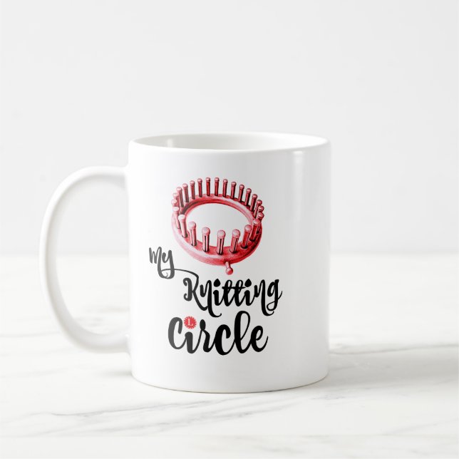 Ma tasse de lettres noires de cercle de tricot (Gauche)