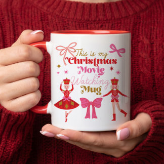 Ma tasse pour regarder des films de Noël rose Cass