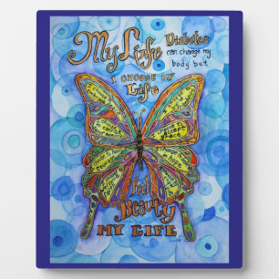 Ma vie Diabète Papillon d'art Poème Plaque cadeau