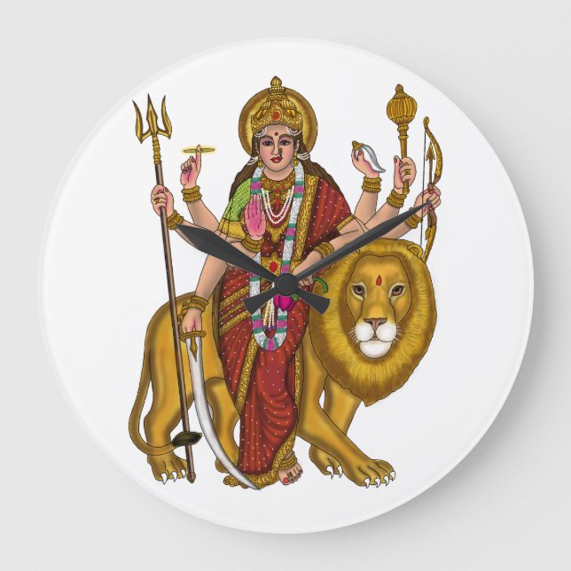 Maa Durga Clock Große Wanduhr (Vorderseite)