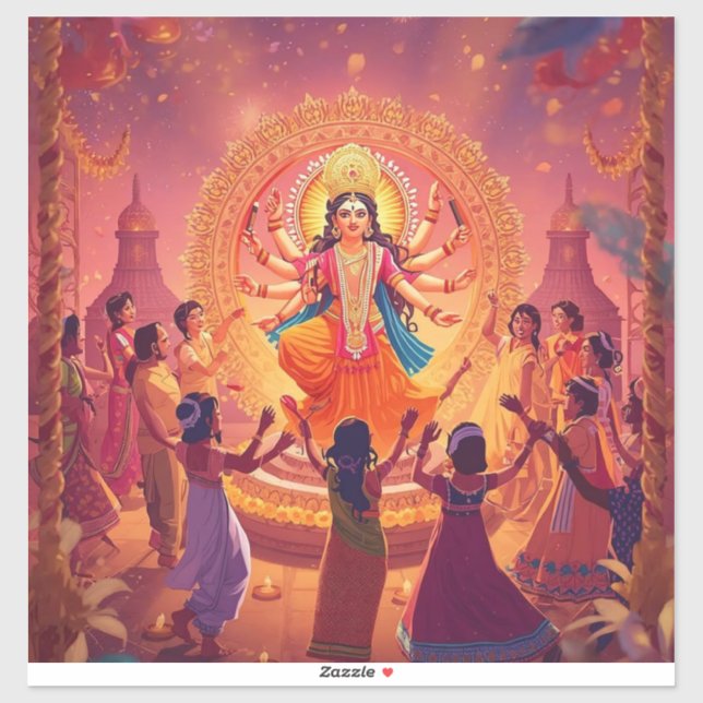 Maa Durga - Das Herz der Dussehra-Feiern Aufkleber (Blatt)