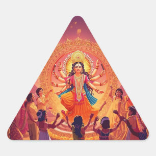 Maa Durga - Das Herz der Dussehra-Feiern Dreieckiger Aufkleber