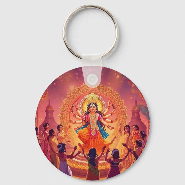 Maa Durga - Das Herz der Dussehra-Feiern Schlüsselanhänger (Vorderseite)