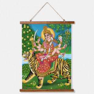 Maa Durga Poster Wandteppich Mit Holzrahmen