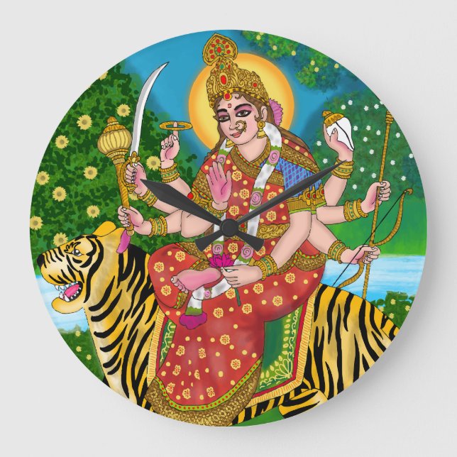 Maa Durga Wanduhr (Vorderseite)