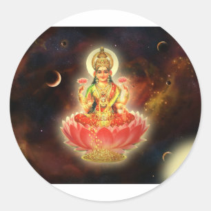 Maa Maha Lakshmi Devi Laxmi Göttin des Reichtums Runder Aufkleber