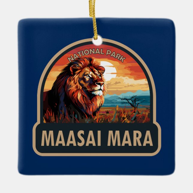 Maasai Mara National Reserve Lion Art Keramikornament (Vorderseite)