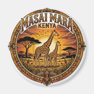 Maasai Mara Nationalreservat Giraffen bei Sonnenun Magnet