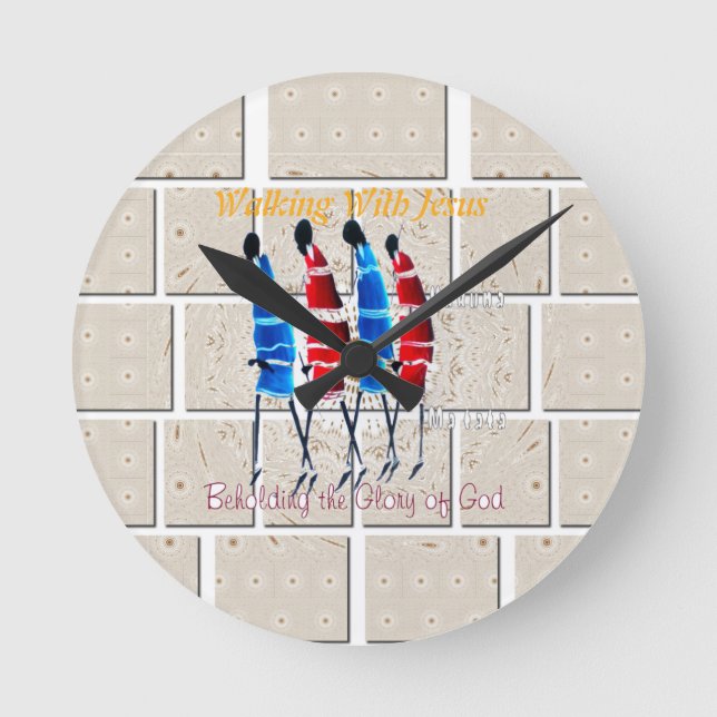 Maasai Morans Christlich Art Print Runde Wanduhr (Vorderseite)