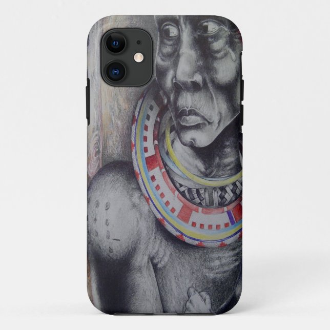 Maasai Mutter und Kind mit Löwe Art Print/Graphen Case-Mate iPhone Hülle (Rückseite)