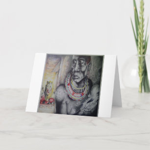Maasai Mutter und Kind mit Löwe Art Print/Graphen Karte