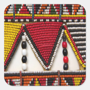 Maasai-Stammesperlenarbeit Quadratischer Aufkleber