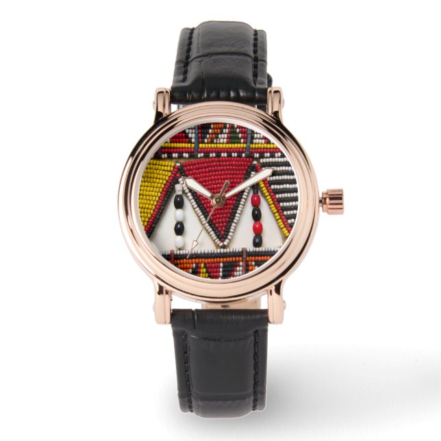 Maasai Tribal Beadwork Armbanduhr (Vorderseite)