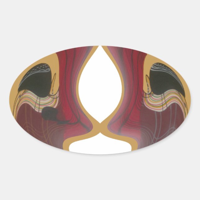 Maasai Tribal Whirl Art Print Ovaler Aufkleber (Vorderseite)