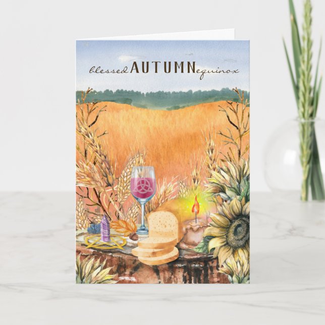 Mabon Autumn Equinox Fall Altar Wheat Field Karte (Vorderseite)
