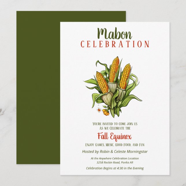 Mabon Fall Equinox Harvest Corn Bouquet Einladung (Vorne/Hinten)