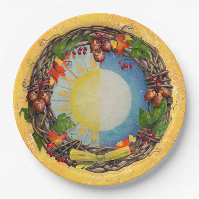 Mabon-Kranz Pappteller (Vorderseite)