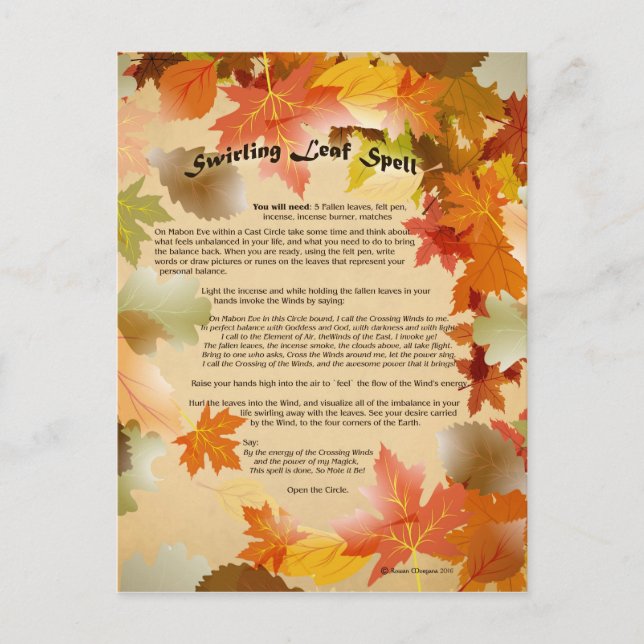 Mabon Swirbelleaf Zauberpostkarte Postkarte (Vorderseite)