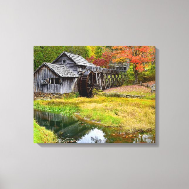 Mabry Mill im Herbst Leinwanddruck (Vorderseite)