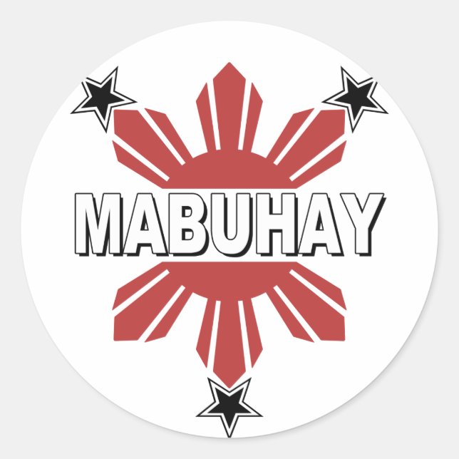 Mabuhay Filipino Sun und Star Runder Aufkleber (Vorderseite)