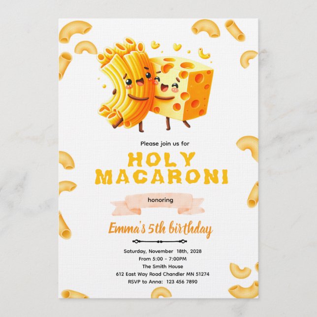 Mac and Cheese Birthday Invitation (Devant)