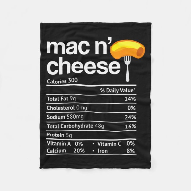 Mac And Cheese Nutrition Funny Thanksgiving Mac N' Fleecedecke (Vorderseite)