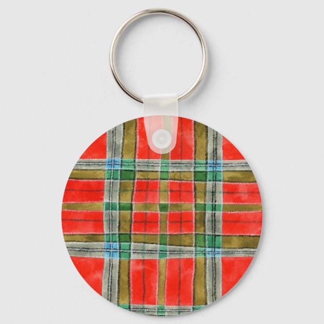 MAC BAIN TARTAN Aluminium Runder Schlüsselanhänger (Vorderseite)