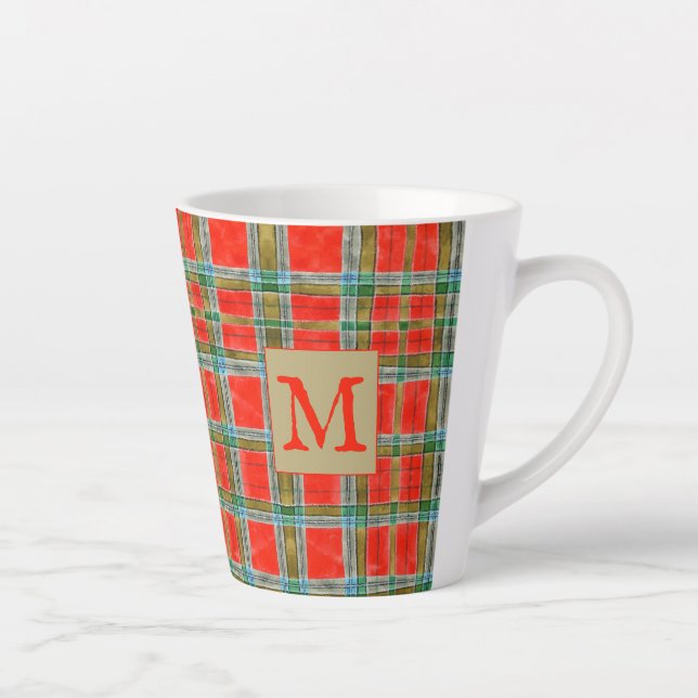MAC BAIN TARTAN Mug à Latte + Initiale (Droite)