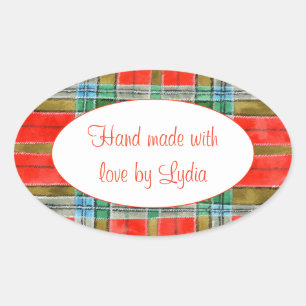 MAC BAIN TARTAN Oval "Hand Made" Aufkleber