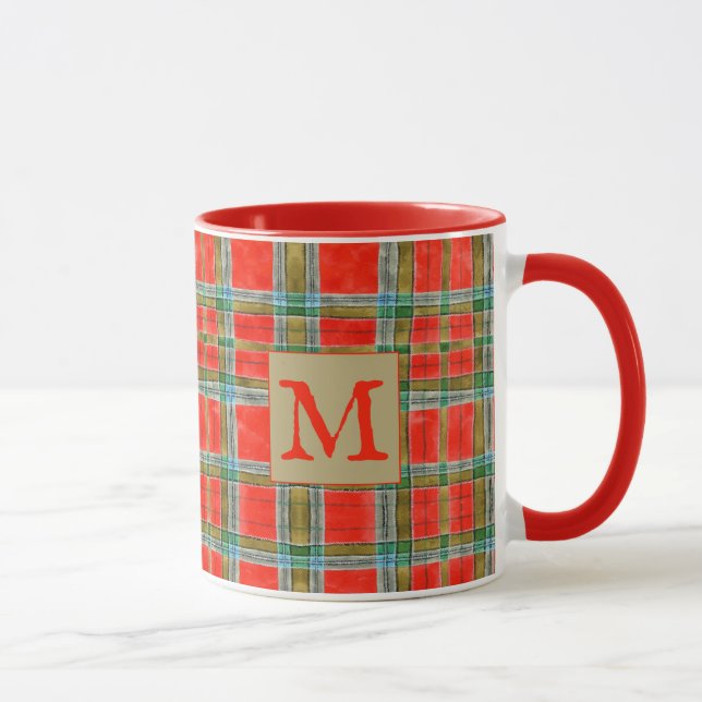 MAC BAIN TARTAN Tasse Roter Combo + Text (Rechts)