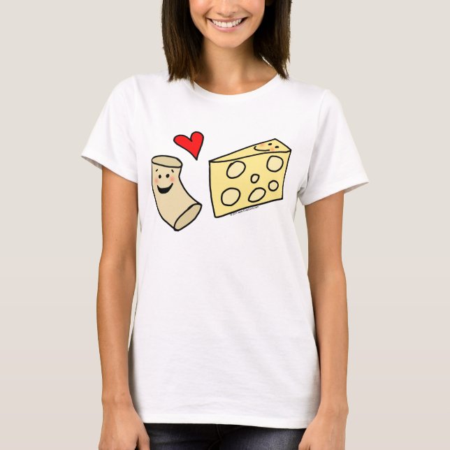 Mac-Liebe-Käse, lustiges niedliches Makkaroni + T-Shirt (Vorderseite)