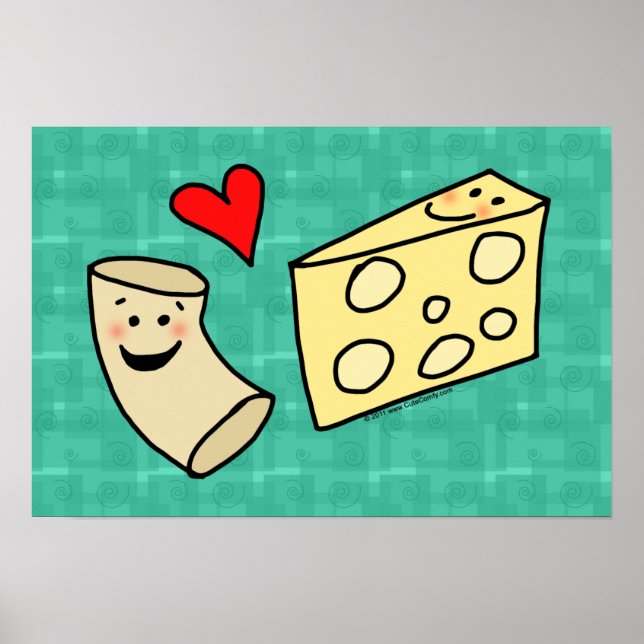 Mac-Lieben Käse, Niedliche Funny Macaroni + Käse Poster (Vorne)