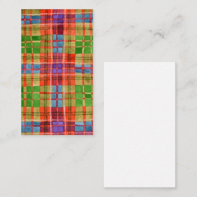 MAC RAE TARTAN 3,5 x 2 Flachkarte Mitteilungskarte (Vorne/Hinten)