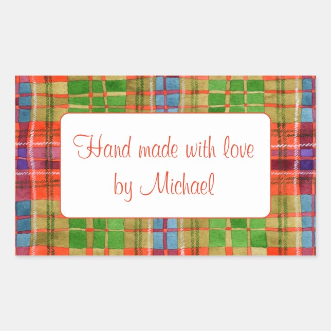 MAC RAE TARTAN-Aufkleber "Hand Made" Rechteckiger Aufkleber (Vorderseite)